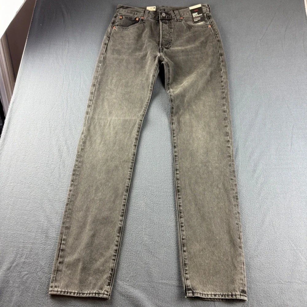Levis 501 Premium Jeans Mens 32x36 Black Button Fly Straight Leg Regular Fit NEW